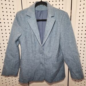 Pitlochry 100% Wool Blazer Blue Knitwear Medium Vintage